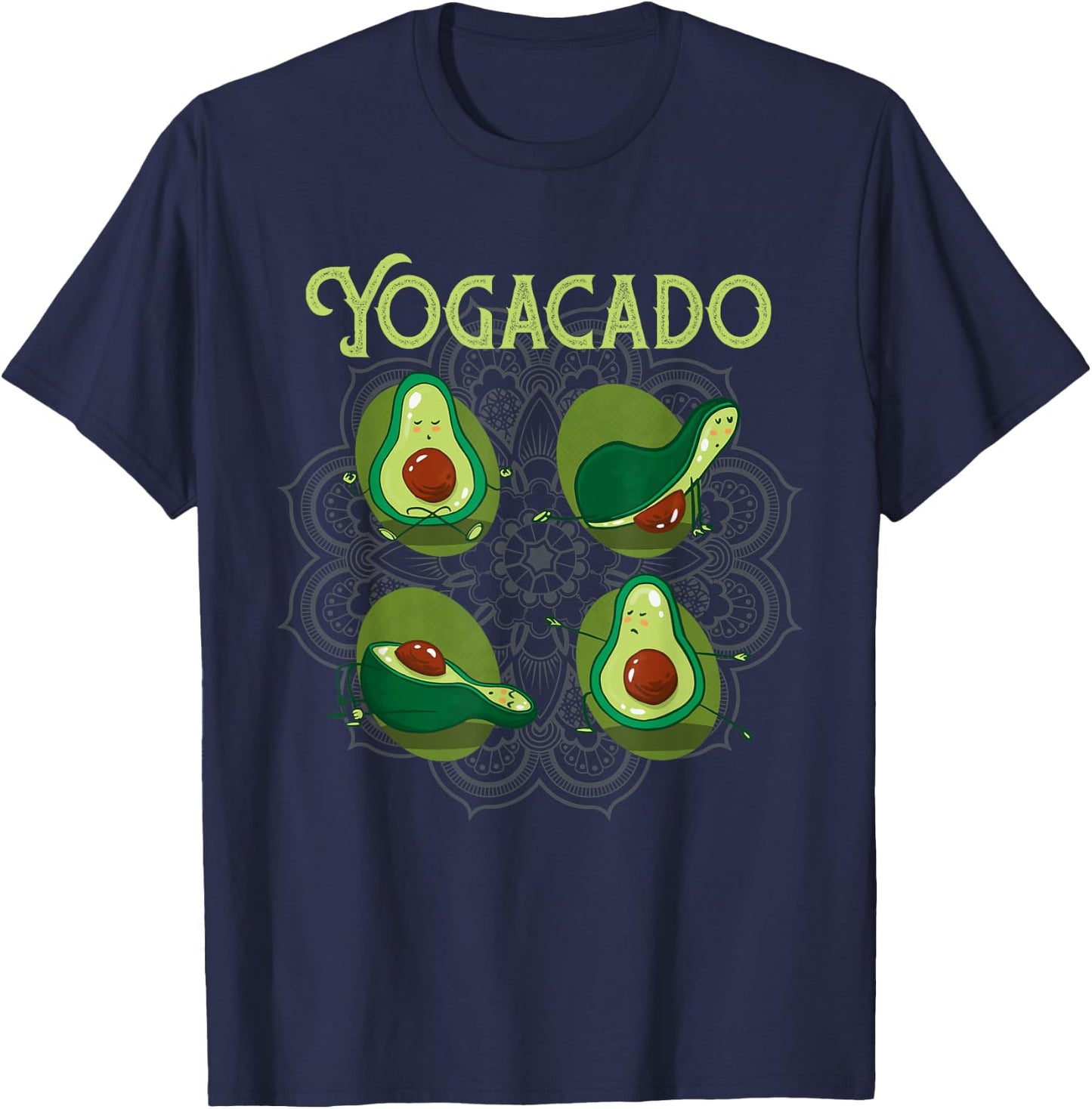 Yogacado Meditation Yoga Poses | Funny Namaste Yoga T-Shirt - T-Shirt | Navy