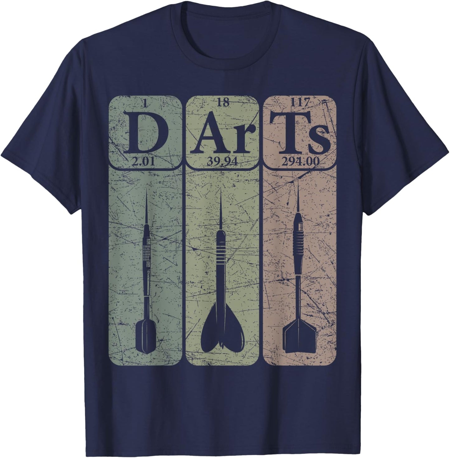 Darts Periodic Table Elements Darts Player Retro Dart T-Shirt - T-Shirt | Navy