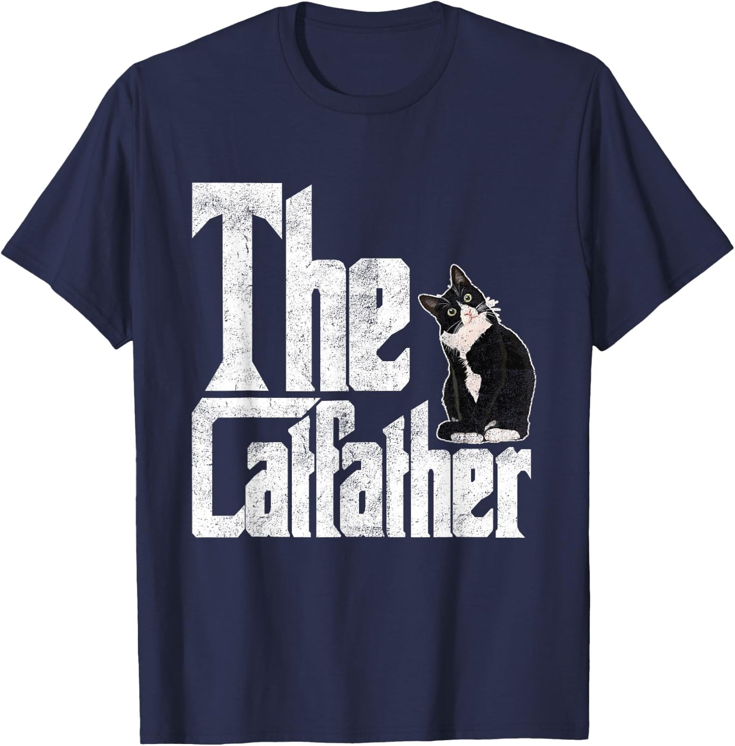 The Catfather Cat Father Mafia Whiskers Male Daddy Small T-Shirt - T-Shirt | Navy