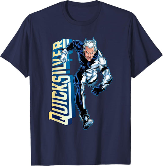 Marvel Comics Retro Classic Quicksilver Running Portrait T-Shirt - T-Shirt | Navy