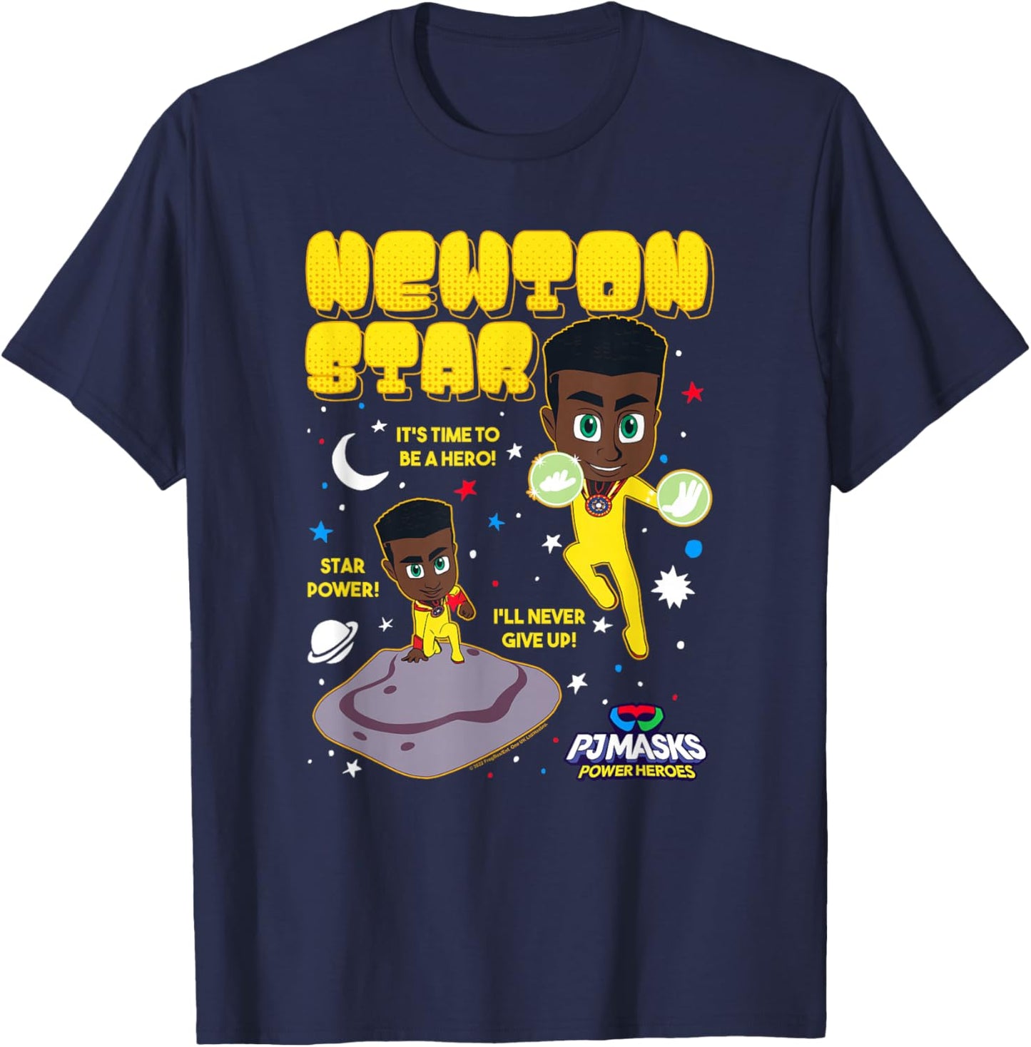 PJ Masks Newton Star I'll Never Give Up Star Power Logo T-Shirt - T-Shirt | Navy