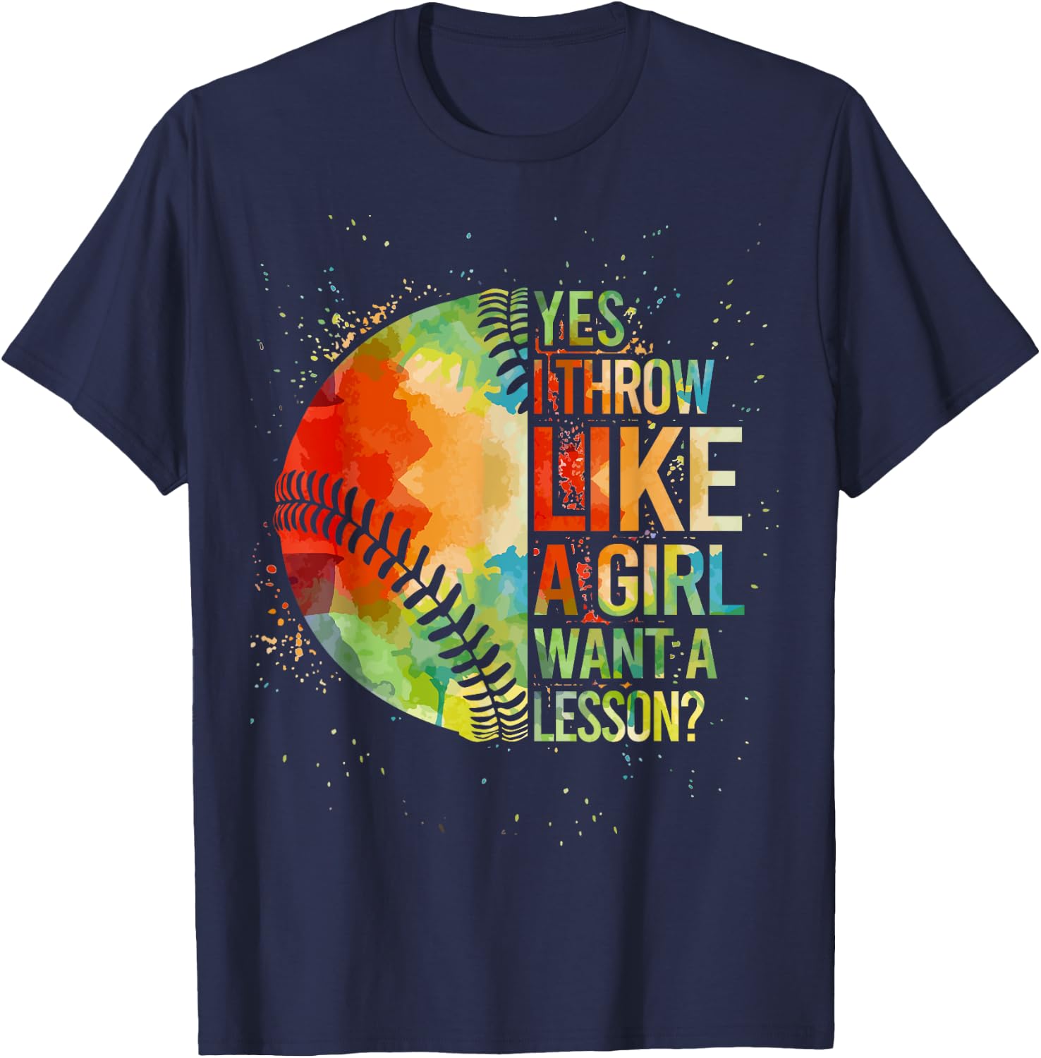 Softball-Shirt Yes I Throw Like a Girl Funny Mom Teen Women T-Shirt - T-Shirt | Navy