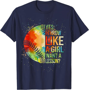 Softball-Shirt Yes I Throw Like a Girl Funny Mom Teen Women T-Shirt - T-Shirt | Navy