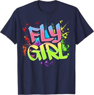 Fly Girl 80s 90s Old School Hip Hop Girls T-Shirt - T-Shirt | Navy