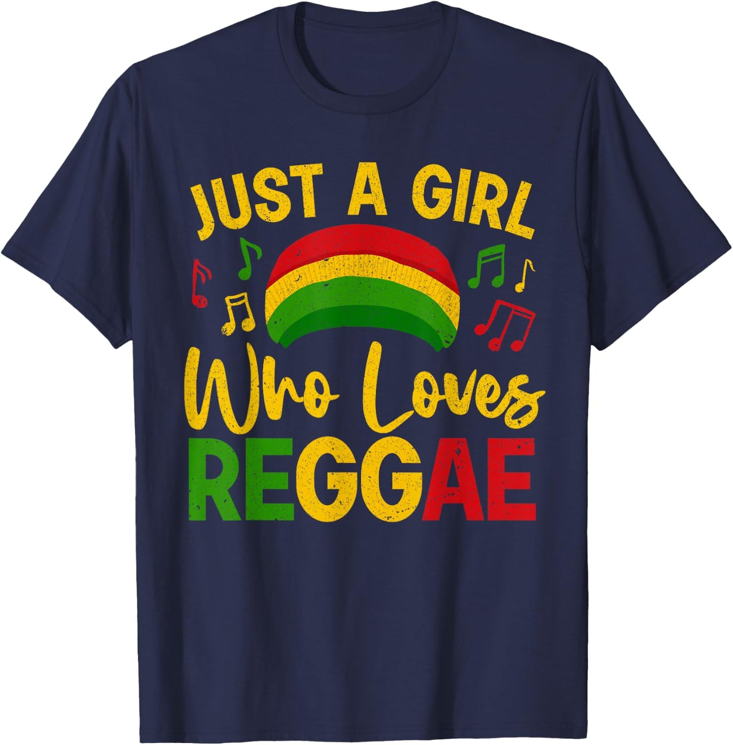 Cool Reggae For Girls Women Rasta Jamaican Music Rastafari T-Shirt - T-Shirt | Navy