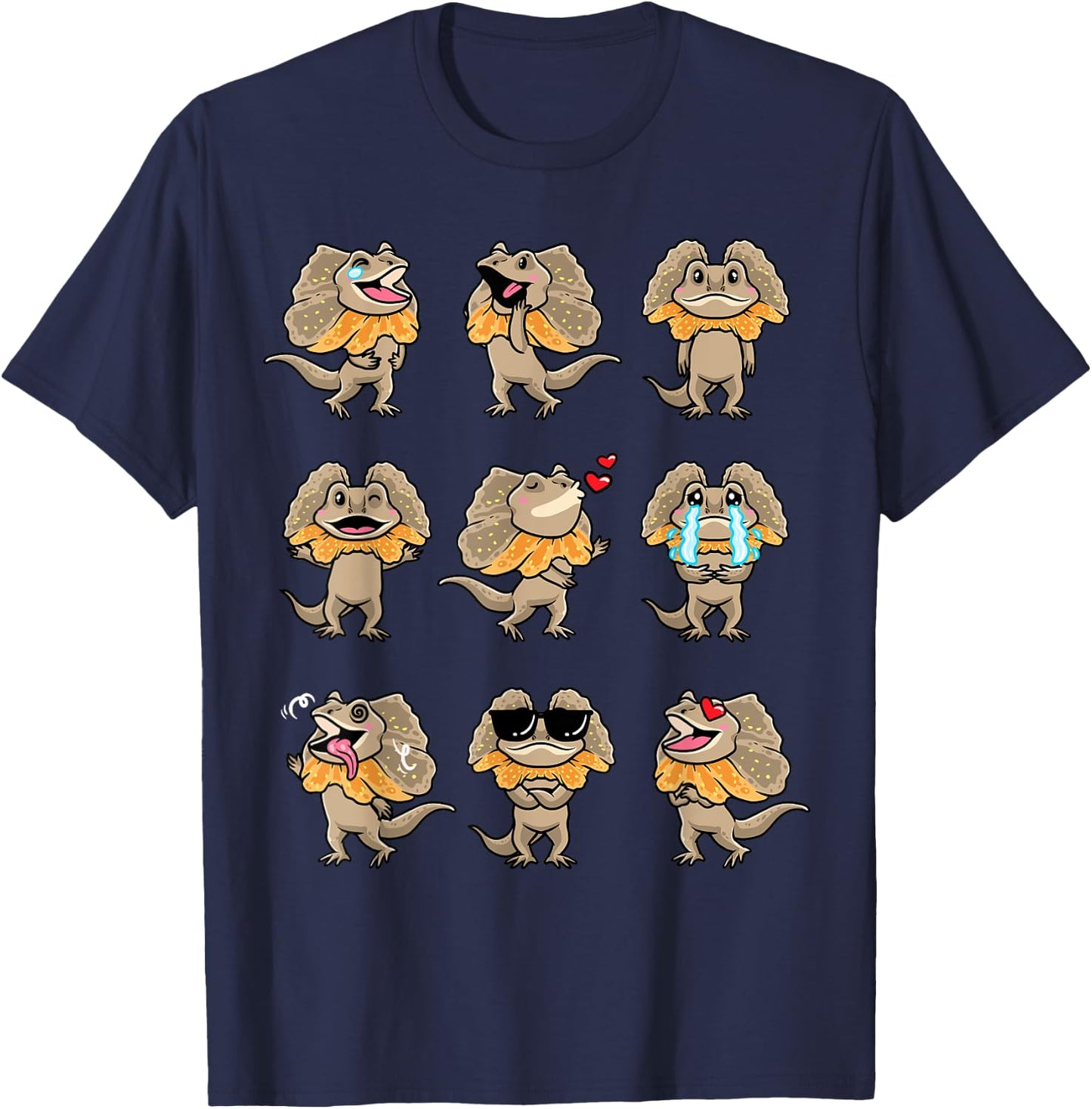 Frilled Dragon Frill-Necked Lizard Cute Design Reptile T-Shirt - T-Shirt | Navy
