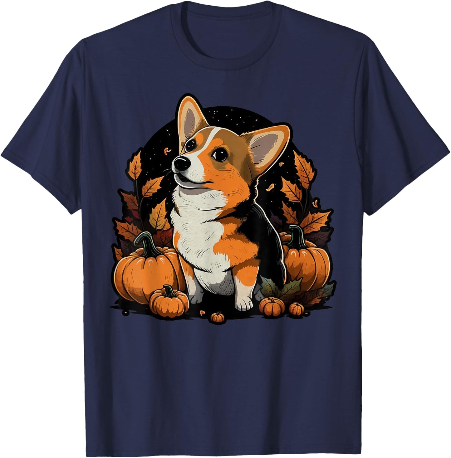 Pumpkin Welsh Corgi costume on Welsh Corgi Halloween T-Shirt - T-Shirt | Navy