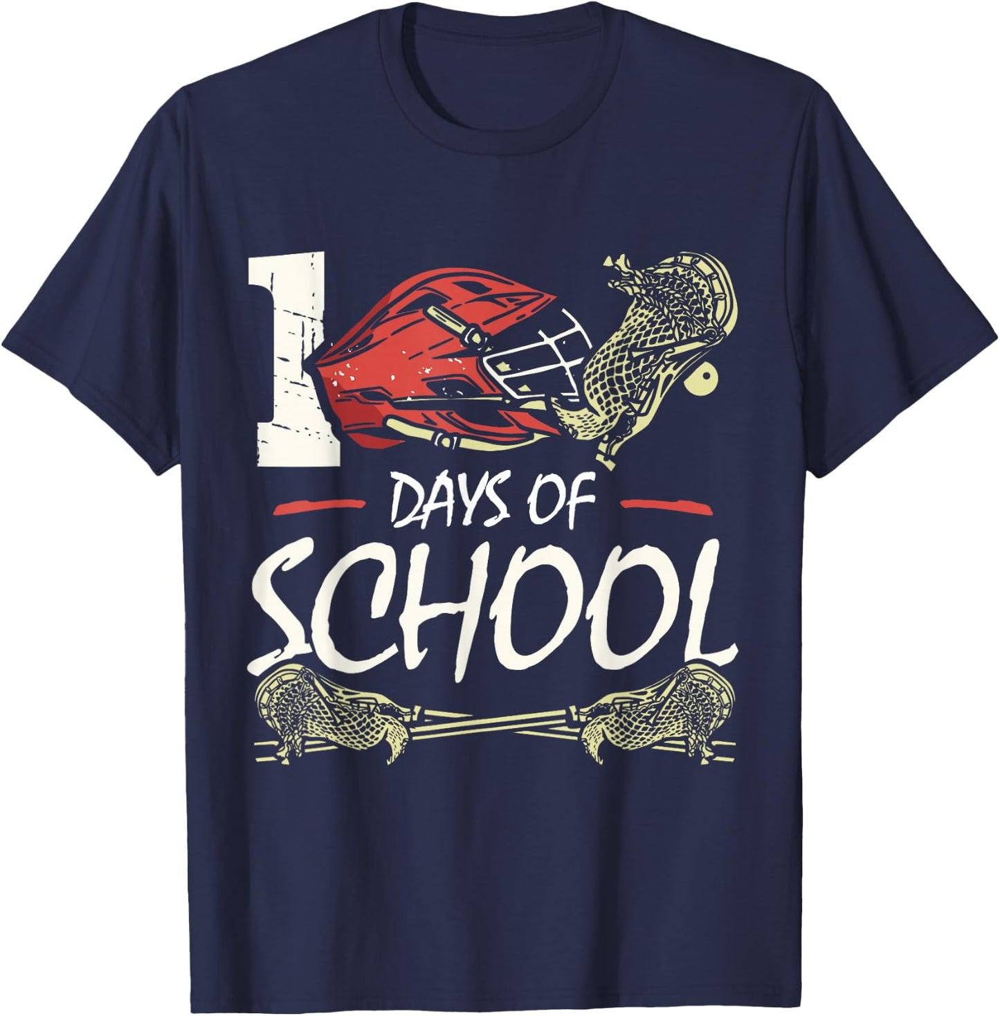 100 Days Of School Sports Game Lacrosse Player Student T-Shirt - T-Shirt | Navy