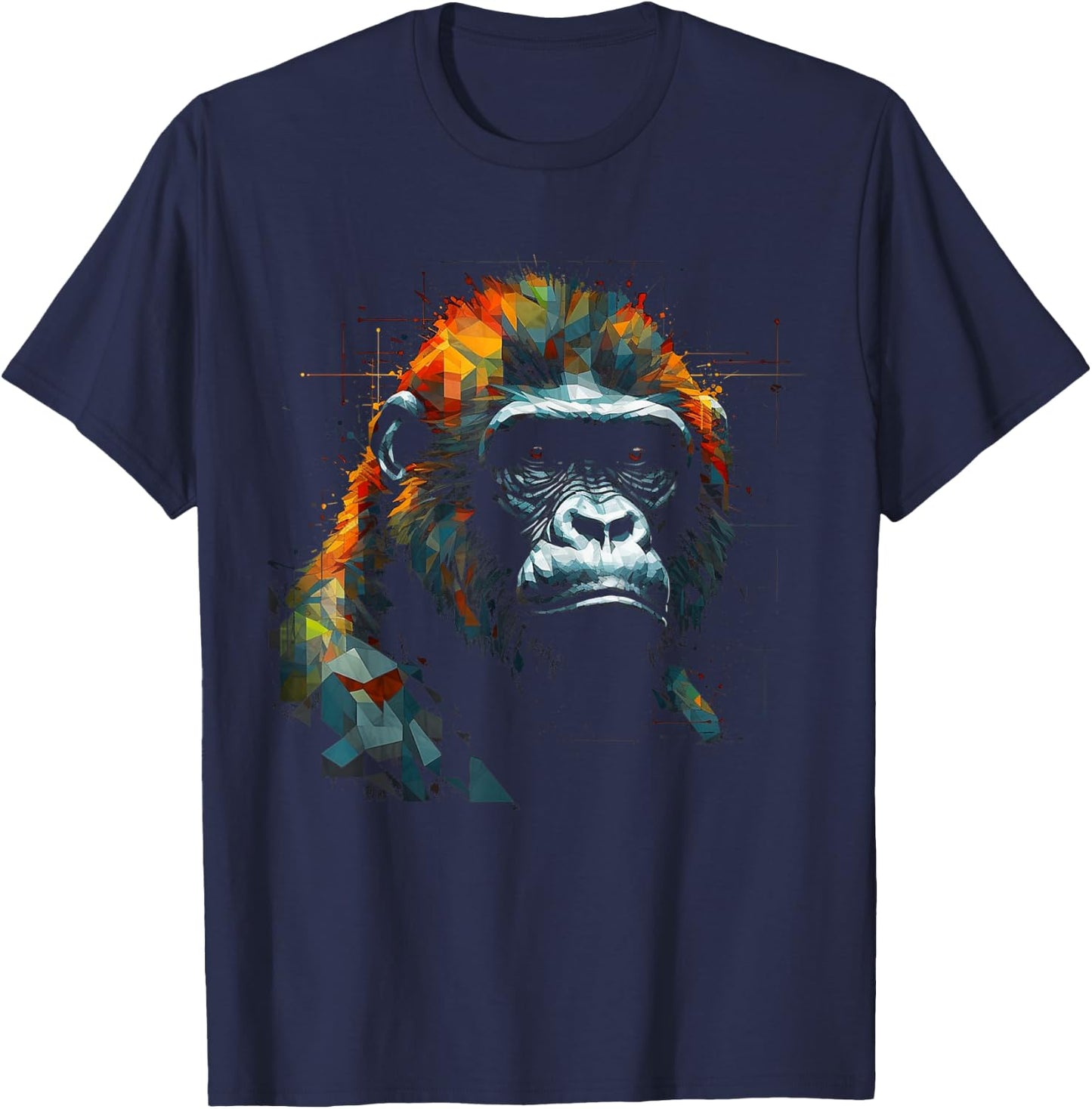 Gorilla Artwork Colourful Animal Monkey Zoo Gorilla T-Shirt - T-Shirt | Navy