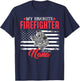 My Favorite Firefighter Calls Me Nana USA American Flag Women Men T-Shirt - T-Shirt | Navy