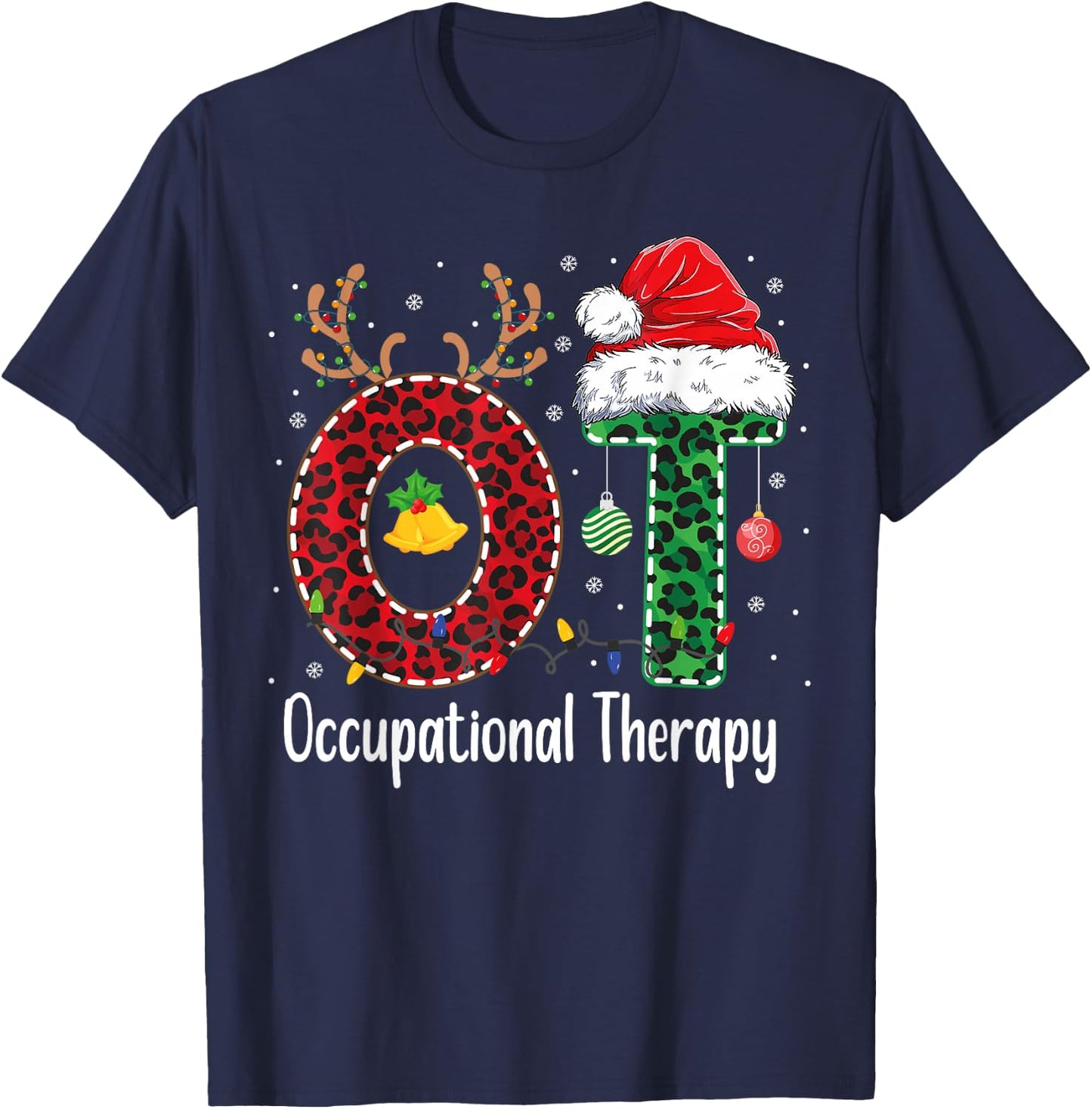 Occupational Therapy Christmas santa hat OT Therapist T-Shirt - T-Shirt | Navy