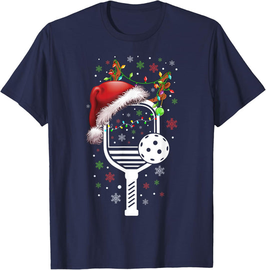 Pickleball Player Christmas Holiday Reindeer Xmas Women Men T-Shirt - T-Shirt | Navy