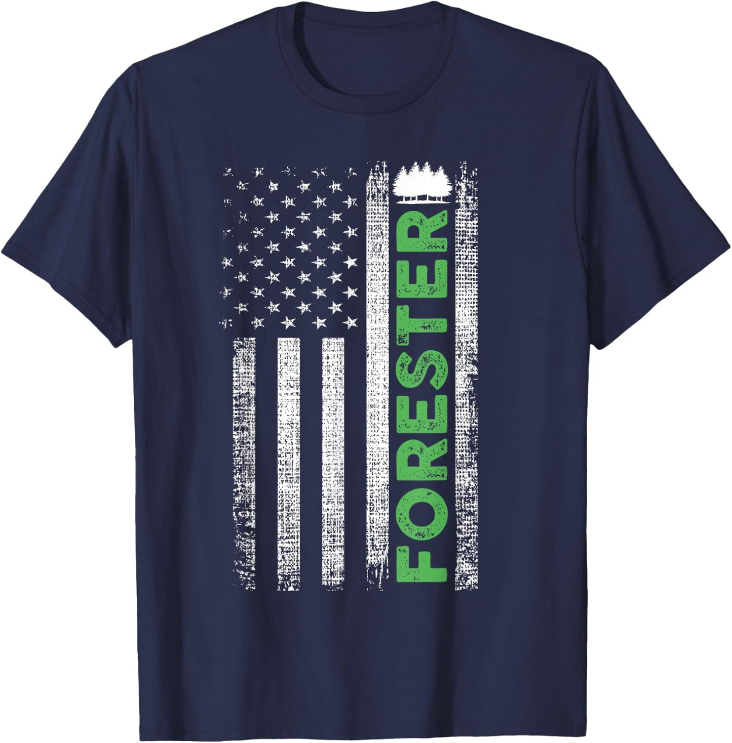 Forest Forestry Worker American Flag Forester T-Shirt - T-Shirt | Navy