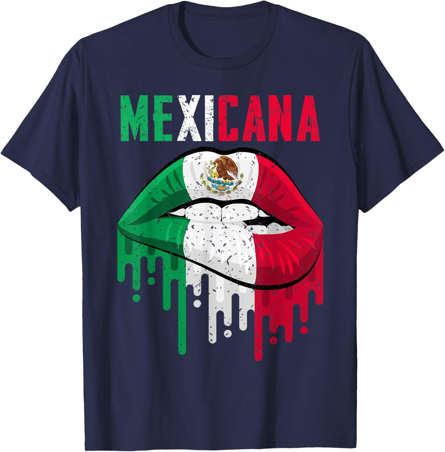 Mexican Flag Shirt Girl Women Kids Toddler Mexicana Pride T-Shirt - T-Shirt | Navy