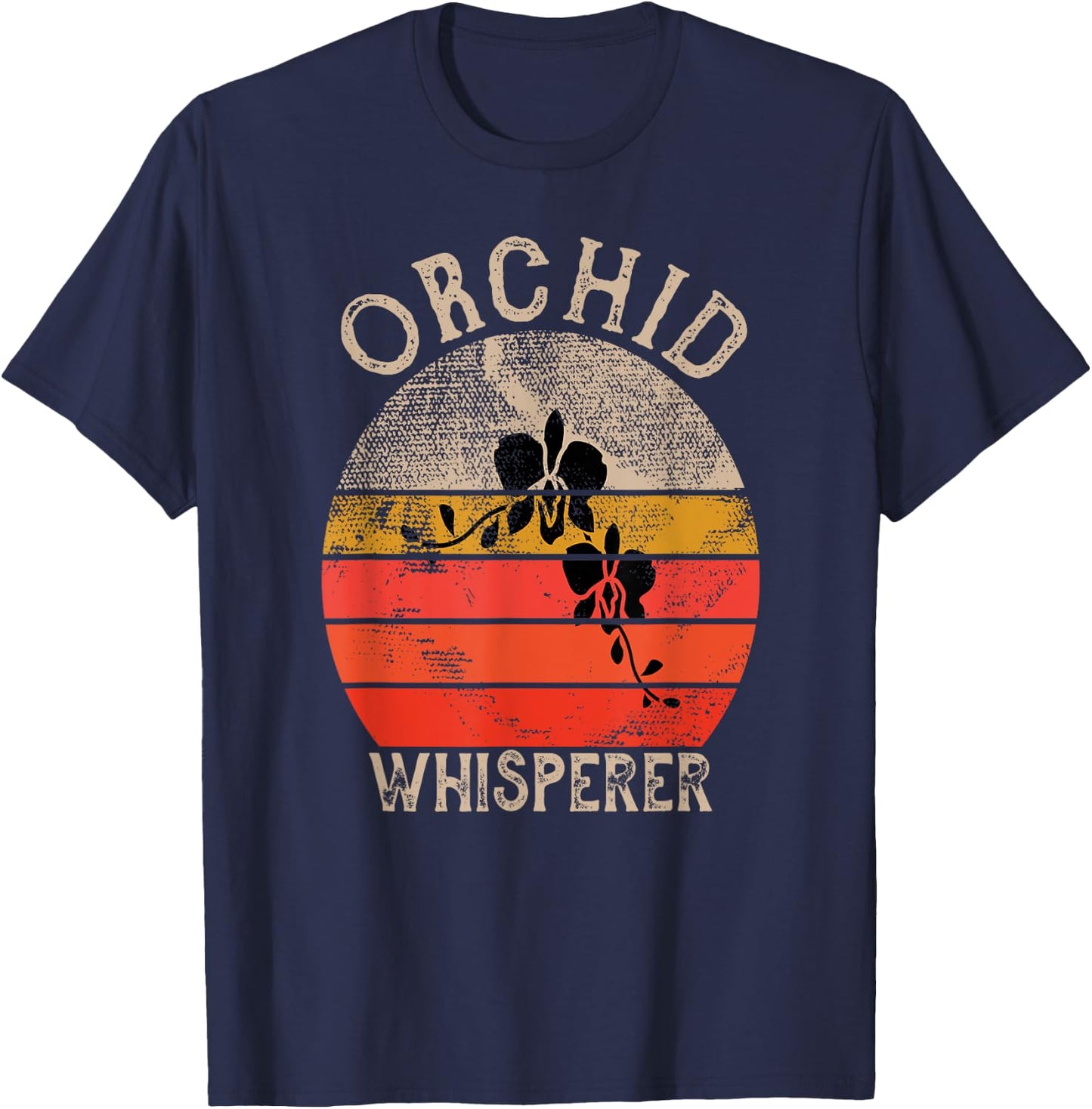 Retro Orchid Whisperer Funny Orchids Flower Lover Gardener T-Shirt - T-Shirt | Navy