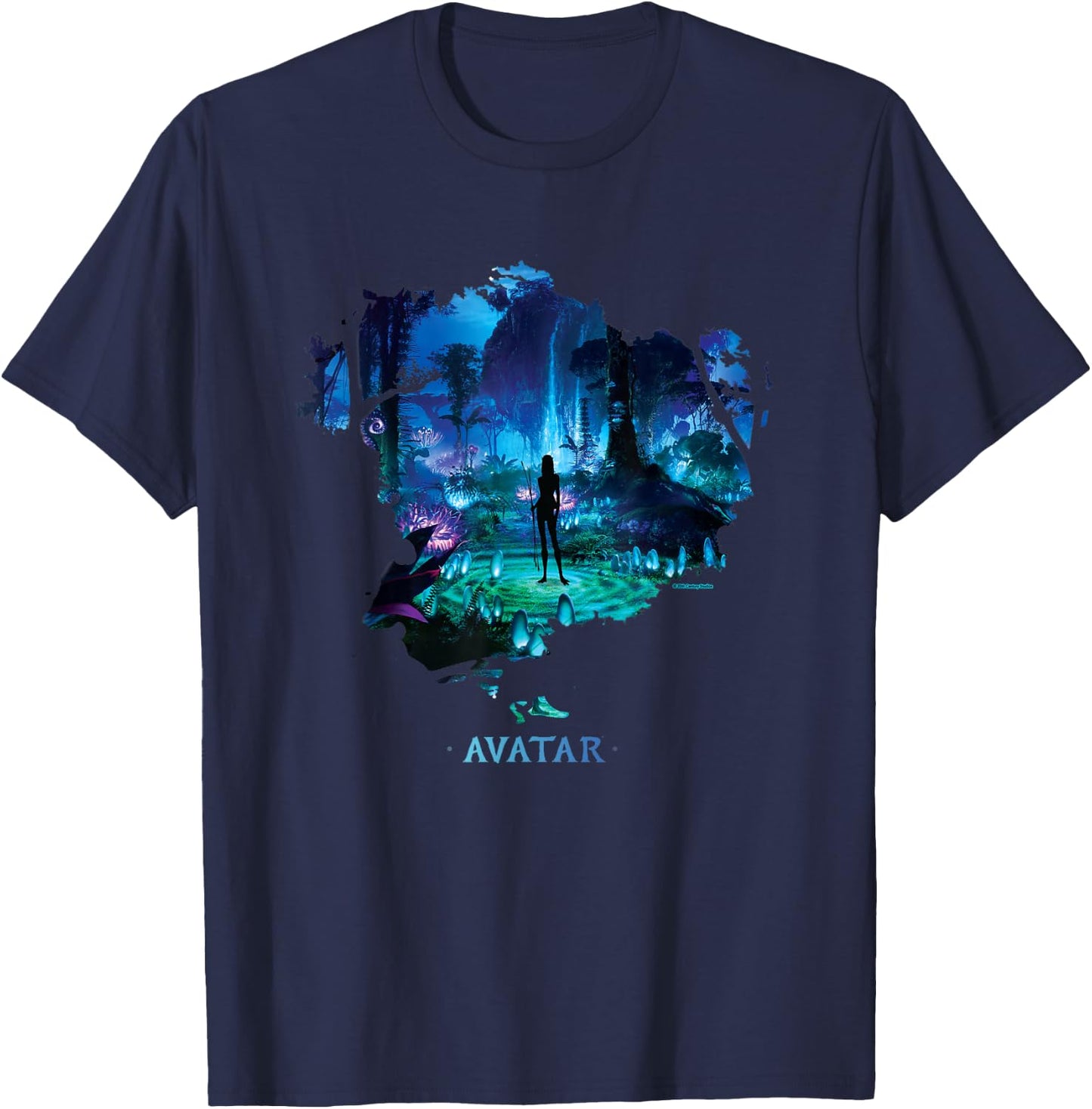 Avatar Na'vi in Pandora Jungle at Night with Logo T-Shirt - T-Shirt | Navy