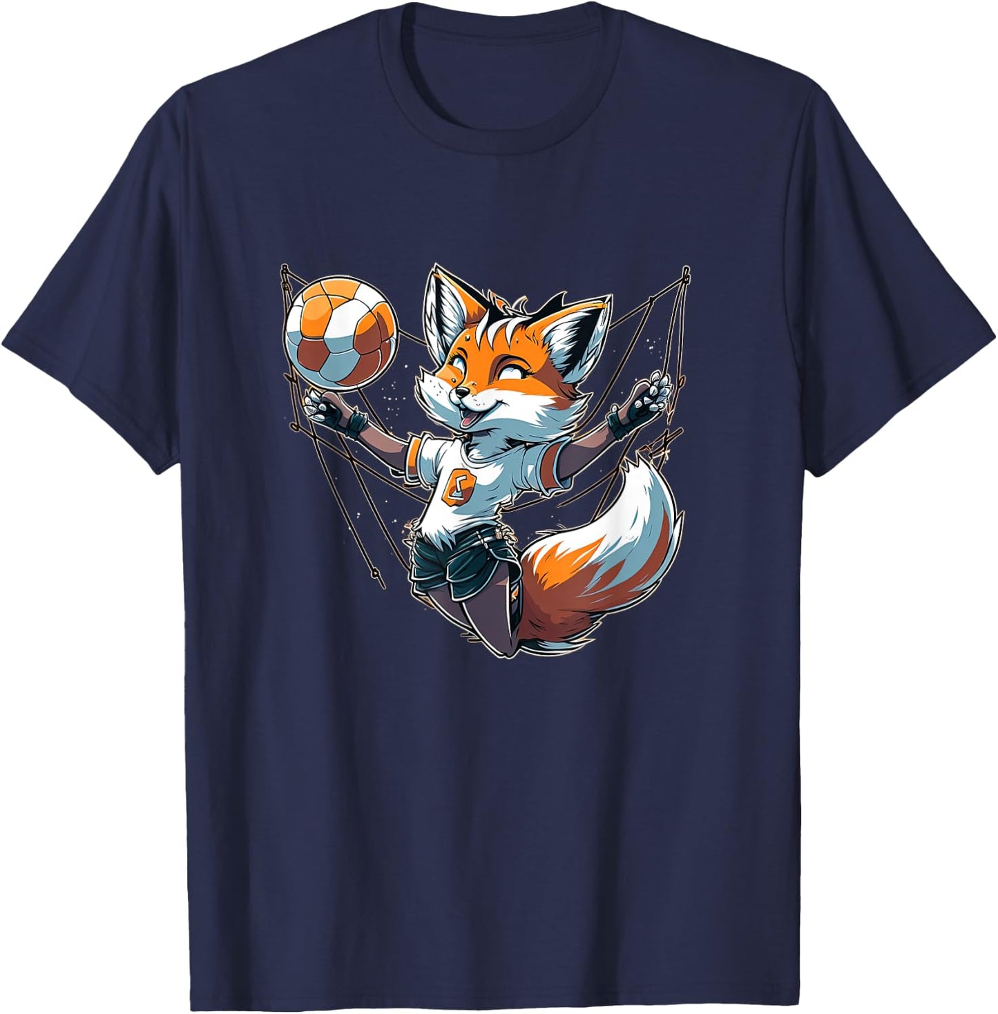 Volleyball Fox - Fox and Volleyball T-Shirt - T-Shirt | Navy