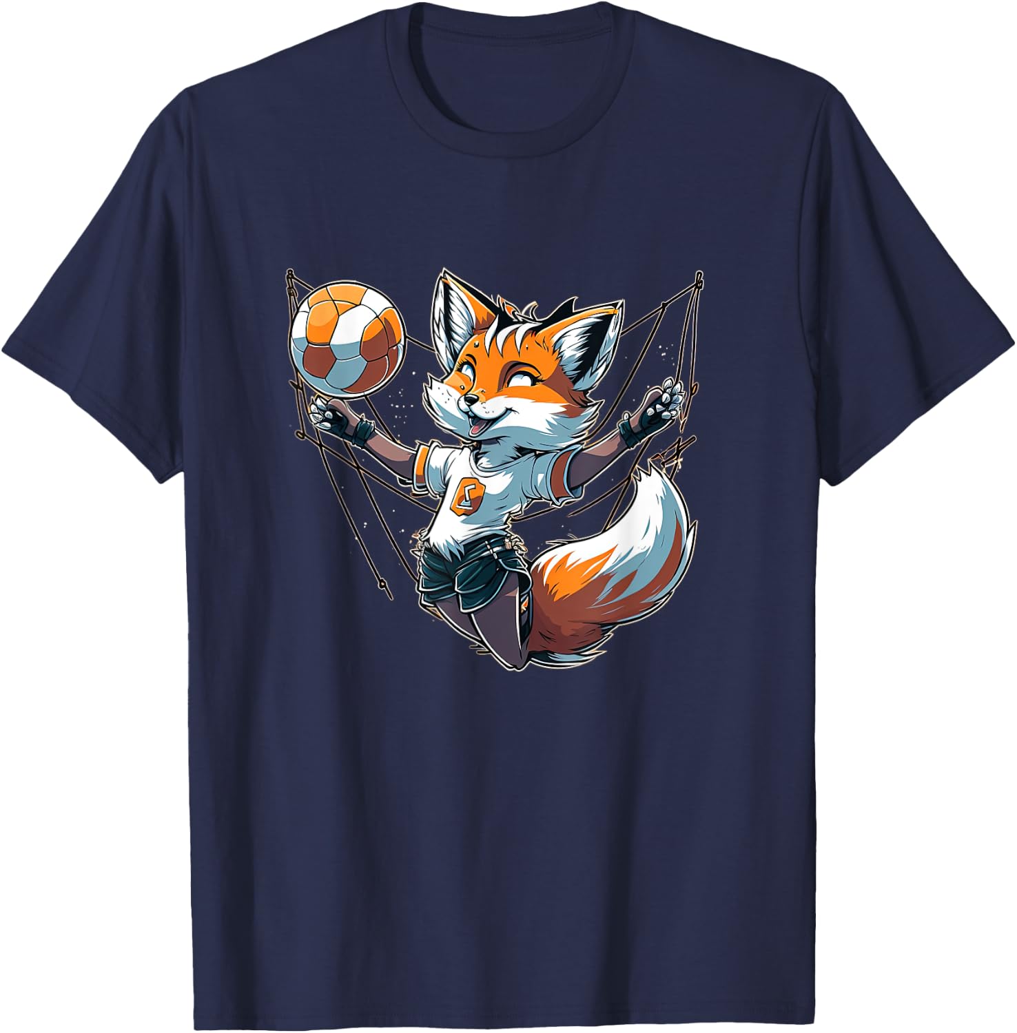Volleyball Fox - Fox and Volleyball T-Shirt - T-Shirt | Navy