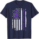 Domestic Violence Awareness American Flag - Purple Ribbon T-Shirt - T-Shirt | Navy
