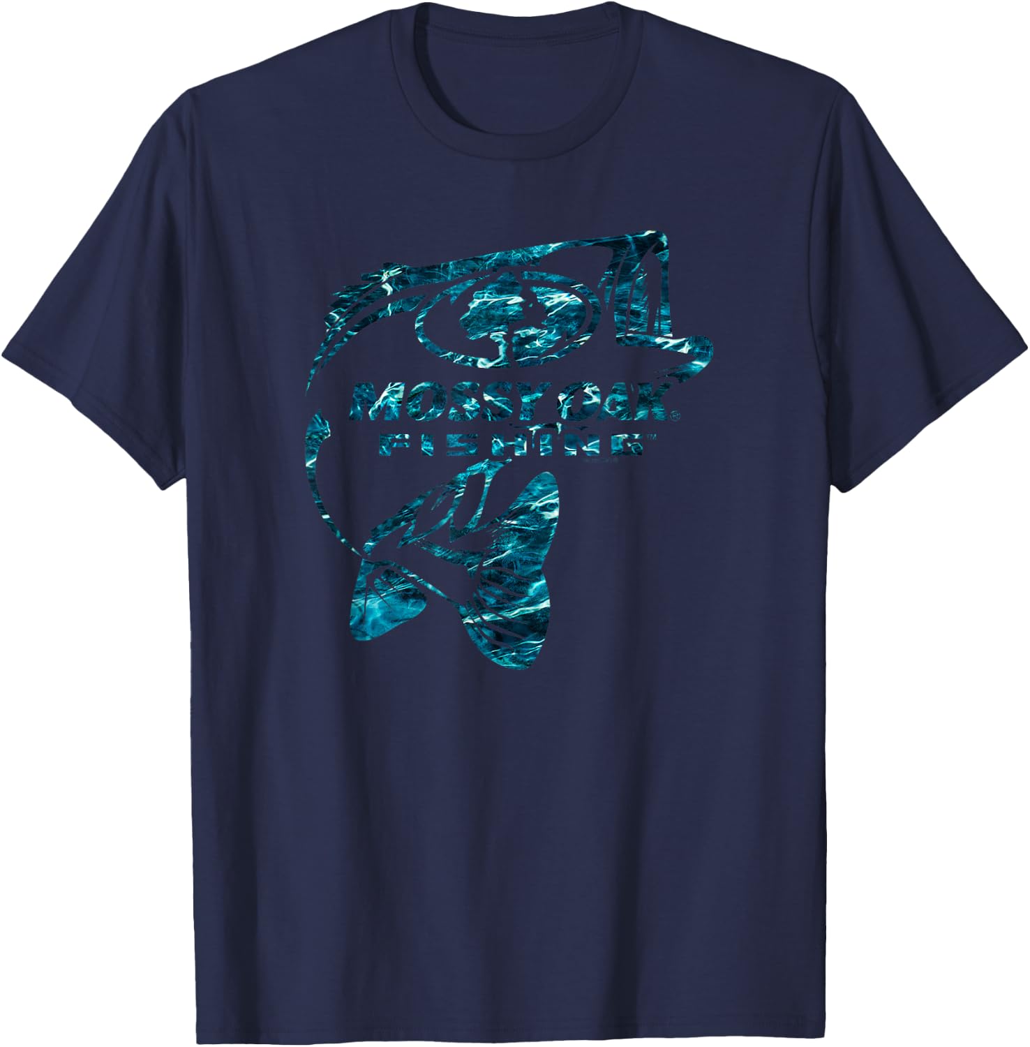 Mossy Oak Fishing Bass Open Water Classic Blue Logo T-Shirt - T-Shirt | Navy