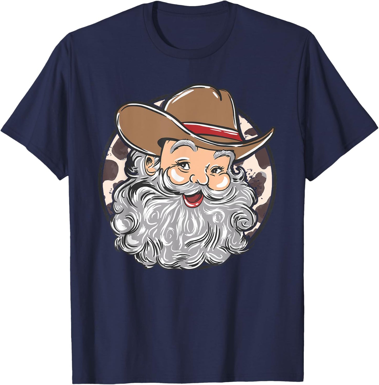 Western Cowboy Santa Christmas Cowboy Groovy Retro Xmas T-Shirt - T-Shirt | Navy