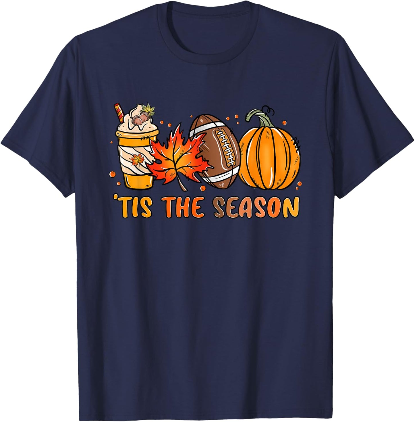 Turkey Football Outfit Kids Adults Boys Thanksgiving T-Shirt - T-Shirt | Navy