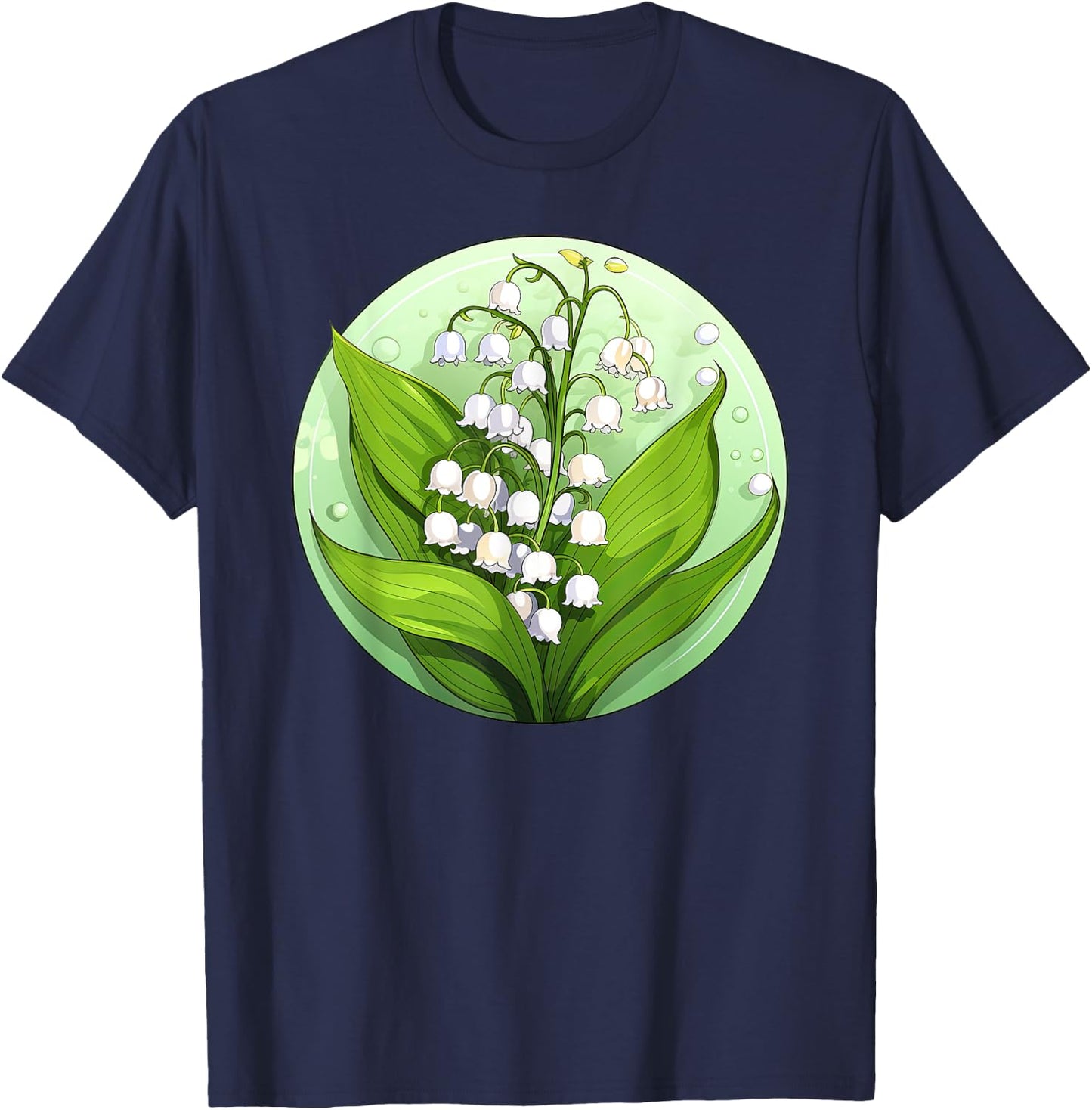 Lily Of The Valley Flower - Convallaria Majalis - White Lily T-Shirt - T-Shirt | Navy