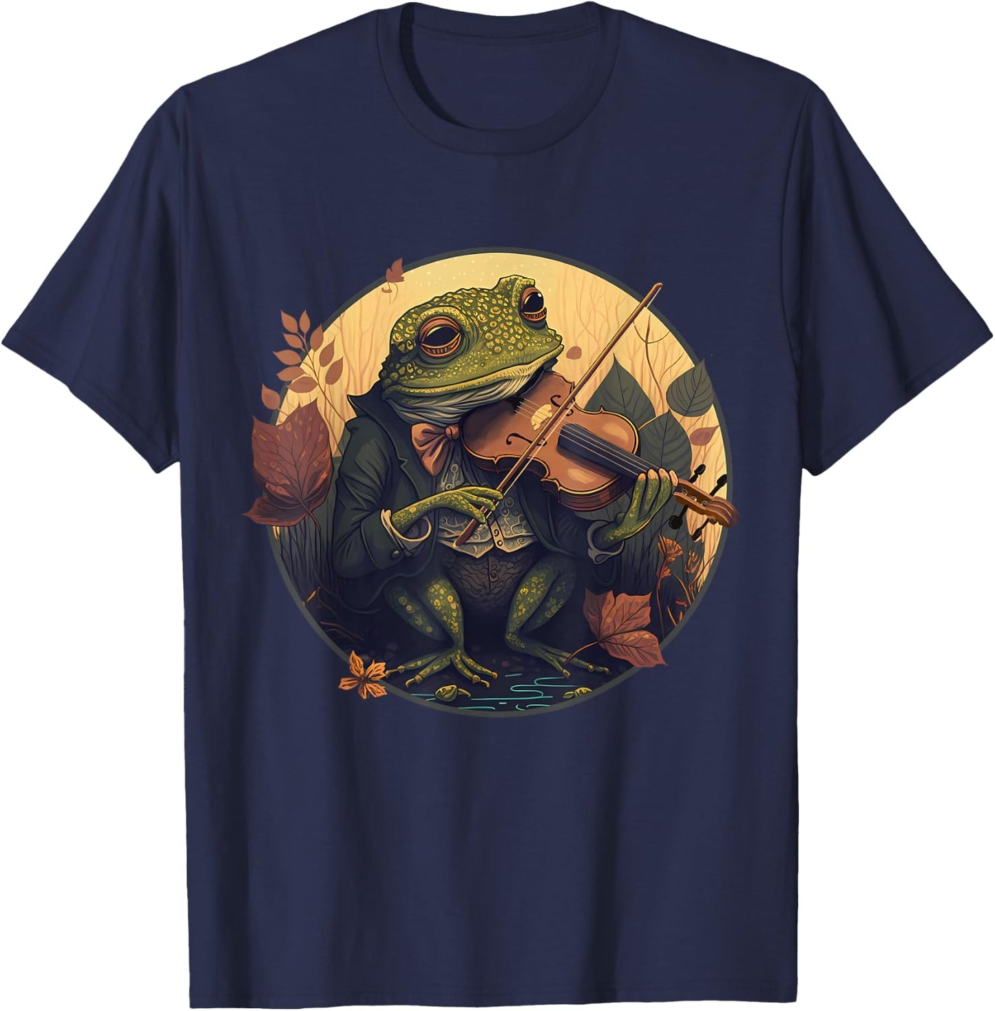 Frog Playing Fiddle T-Shirt - T-Shirt | Navy
