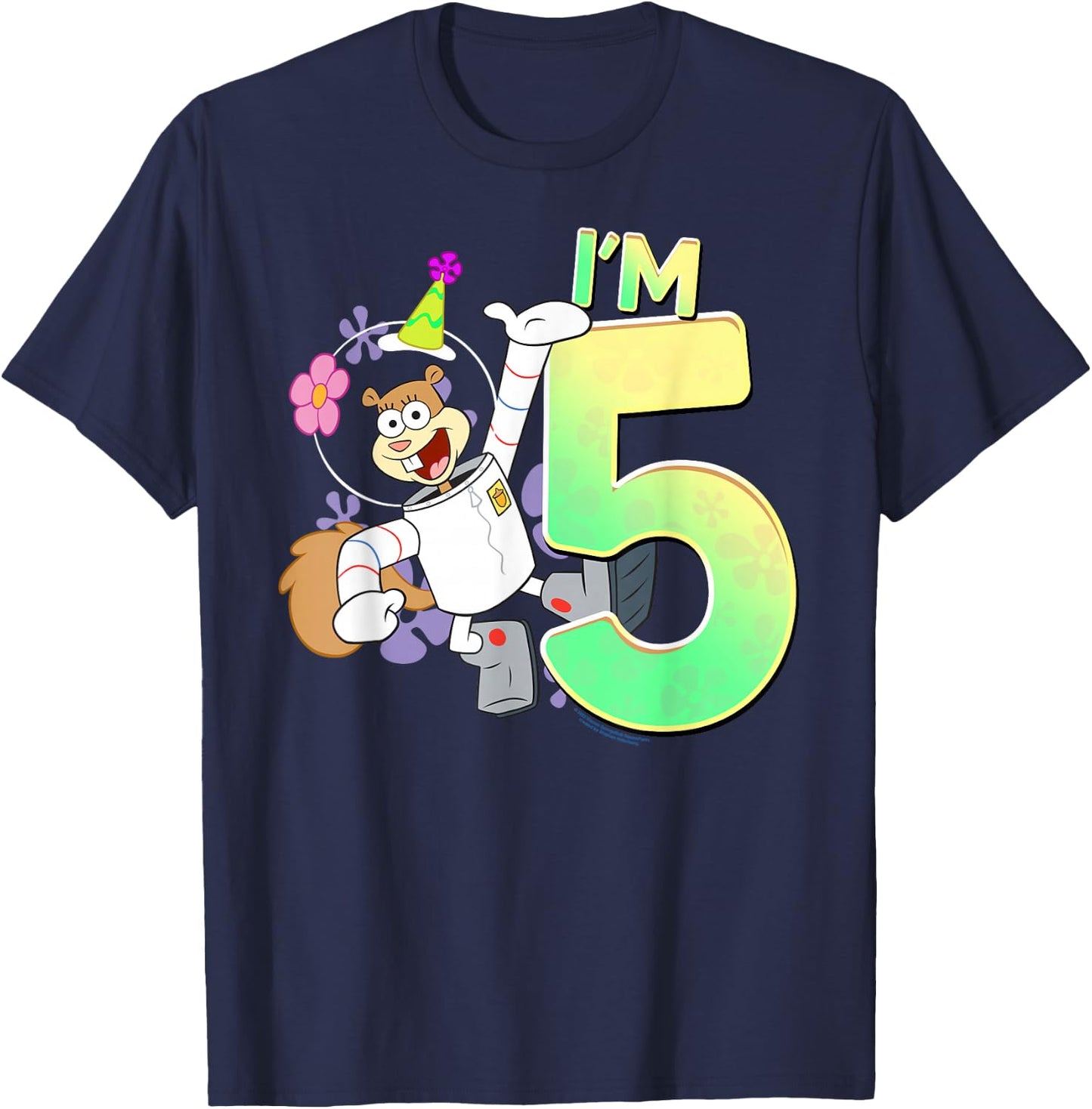 SpongeBob SquarePants Sandy I'm 5 Birthday T-Shirt - T-Shirt | Navy