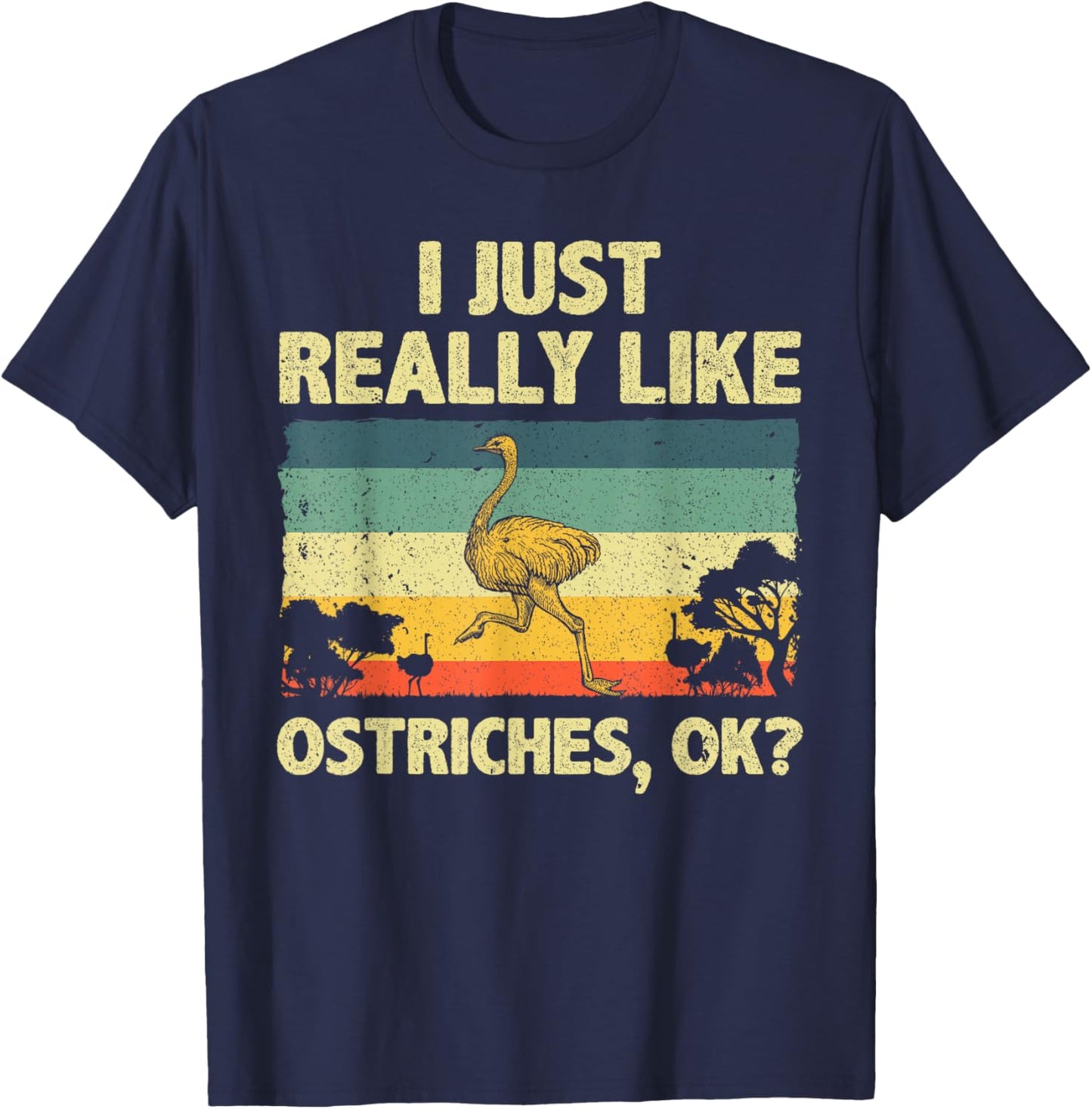 Funny Ostrich Design Women Kids Ostrich Animal Lover T-Shirt - T-Shirt | Navy