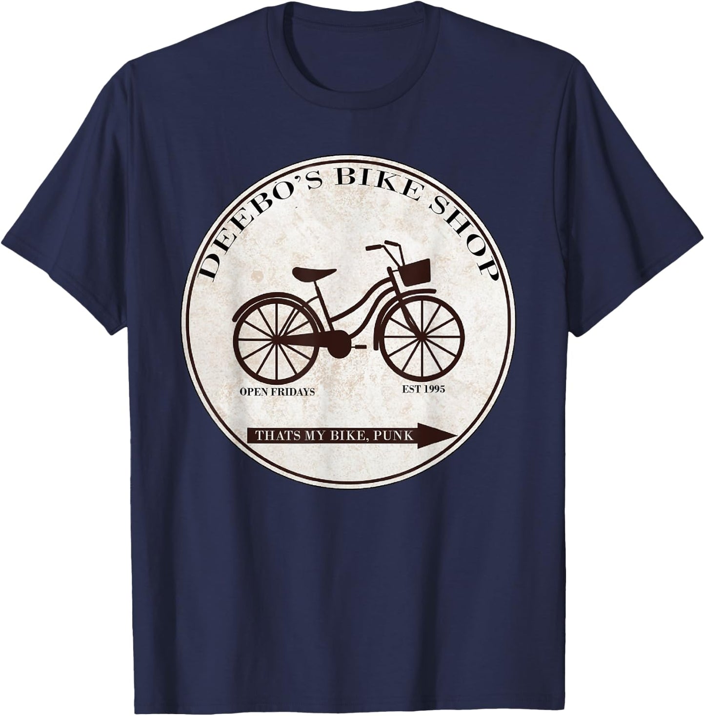 Deebo's Bike Shop Open Friday Funny T-Shirt - T-Shirt | Navy