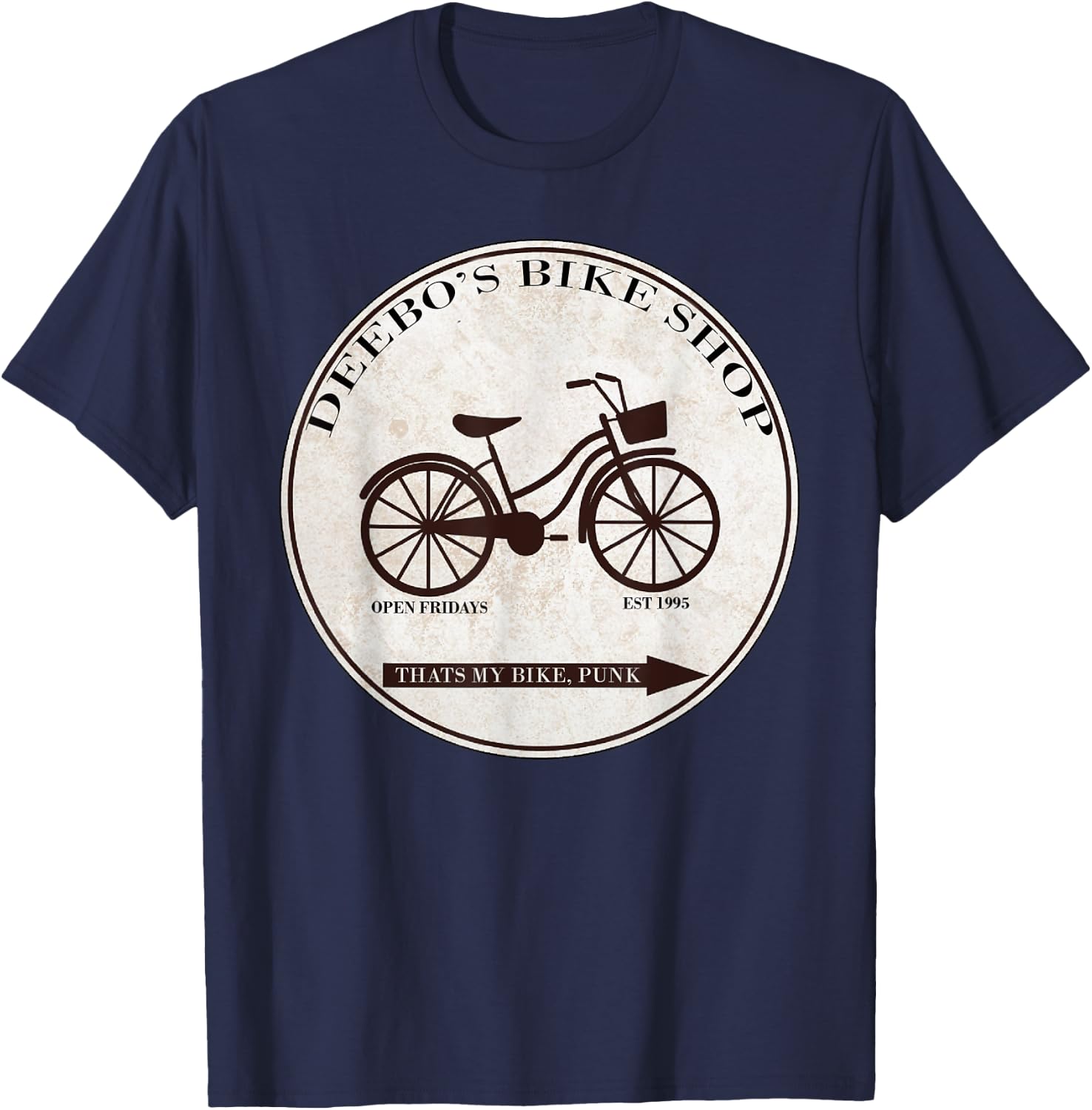 Deebo's Bike Shop Open Friday Funny T-Shirt - T-Shirt | Navy