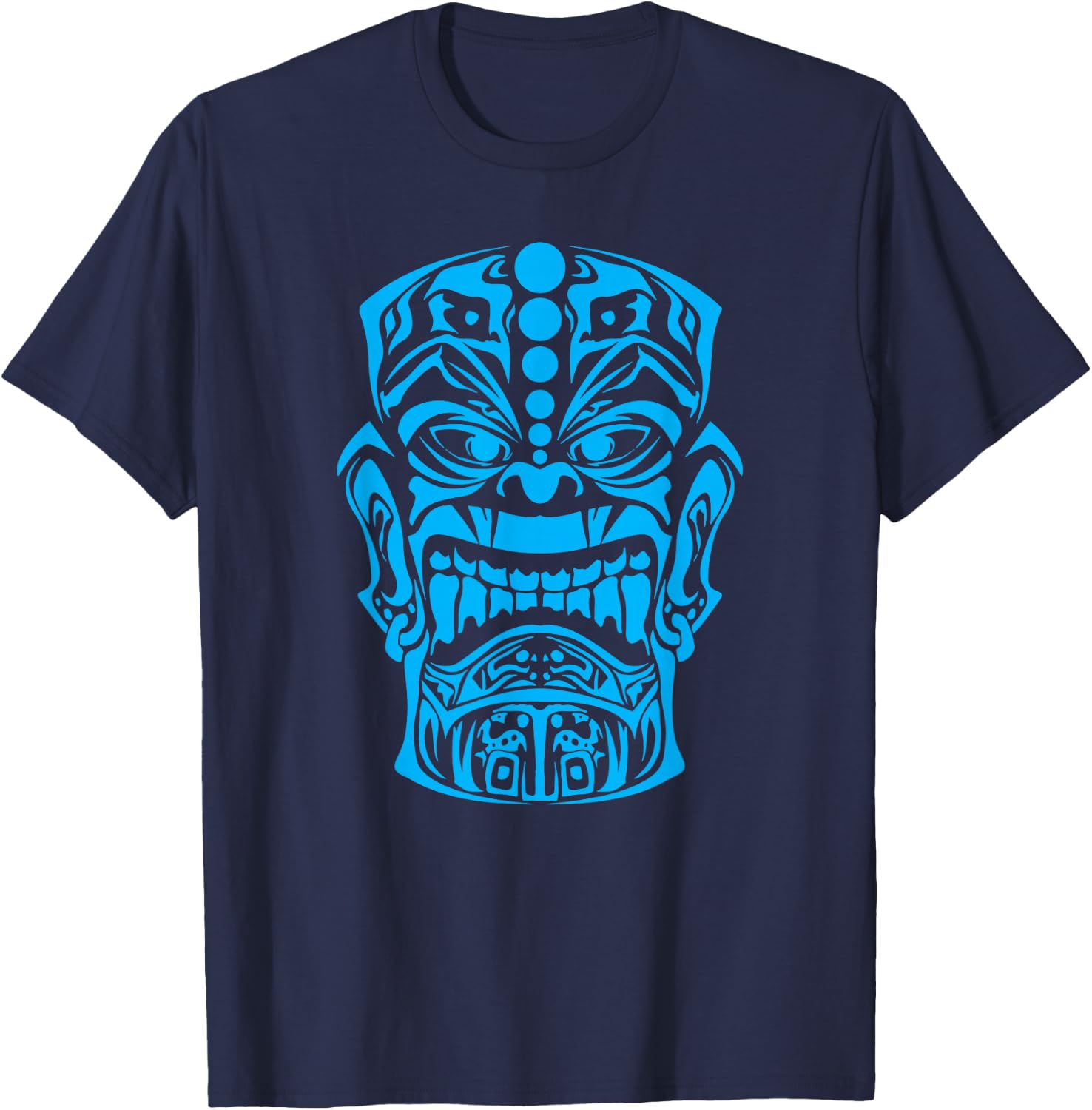 Polynesian Tiki Maori Hawaiian Tribal T-Shirt - T-Shirt | Navy
