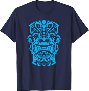 Polynesian Tiki Maori Hawaiian Tribal T-Shirt - T-Shirt | Navy