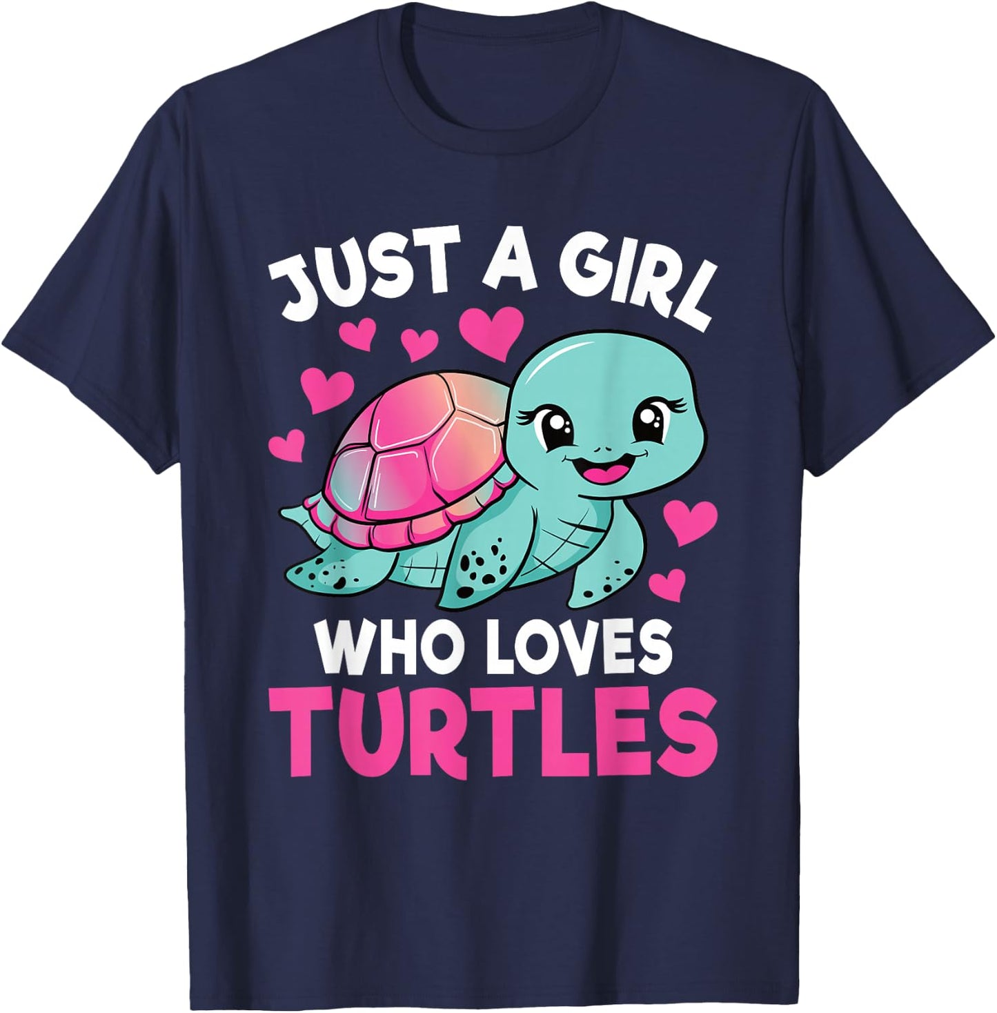 Just A Girl Who Loves Turtles Ocean Animal Sea Turtle Kids T-Shirt - T-Shirt | Navy