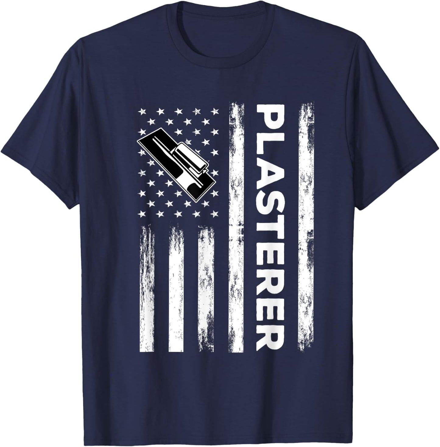 USA Flag Plasterer Outfit Bricklayer America Mason T-Shirt - T-Shirt | Navy