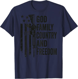 God Family Country Freedom - Pro Guns 2nd Amendment (BACK) T-Shirt - T-Shirt | Navy