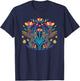 Floral Bird Otomi Mexican Embroidery Style Mexicano Mexicana T-Shirt - T-Shirt | Navy
