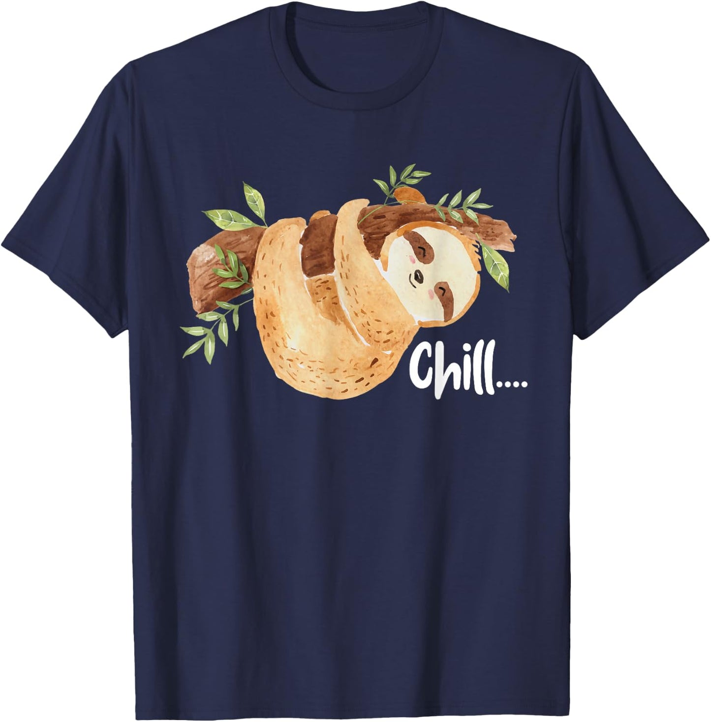 Chill - Hanging Sloth Wildlife Animal Lover Zookeeper T-Shirt - T-Shirt | Navy