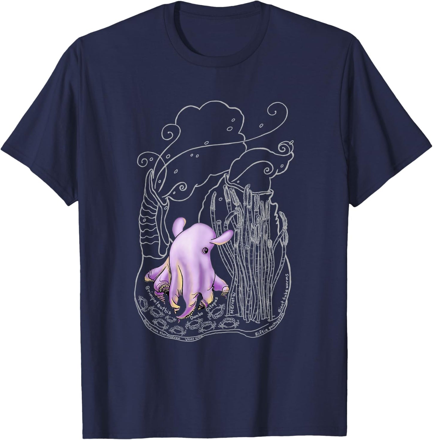 Ghostly Dumbo Octopus T-Shirt - T-Shirt | Navy