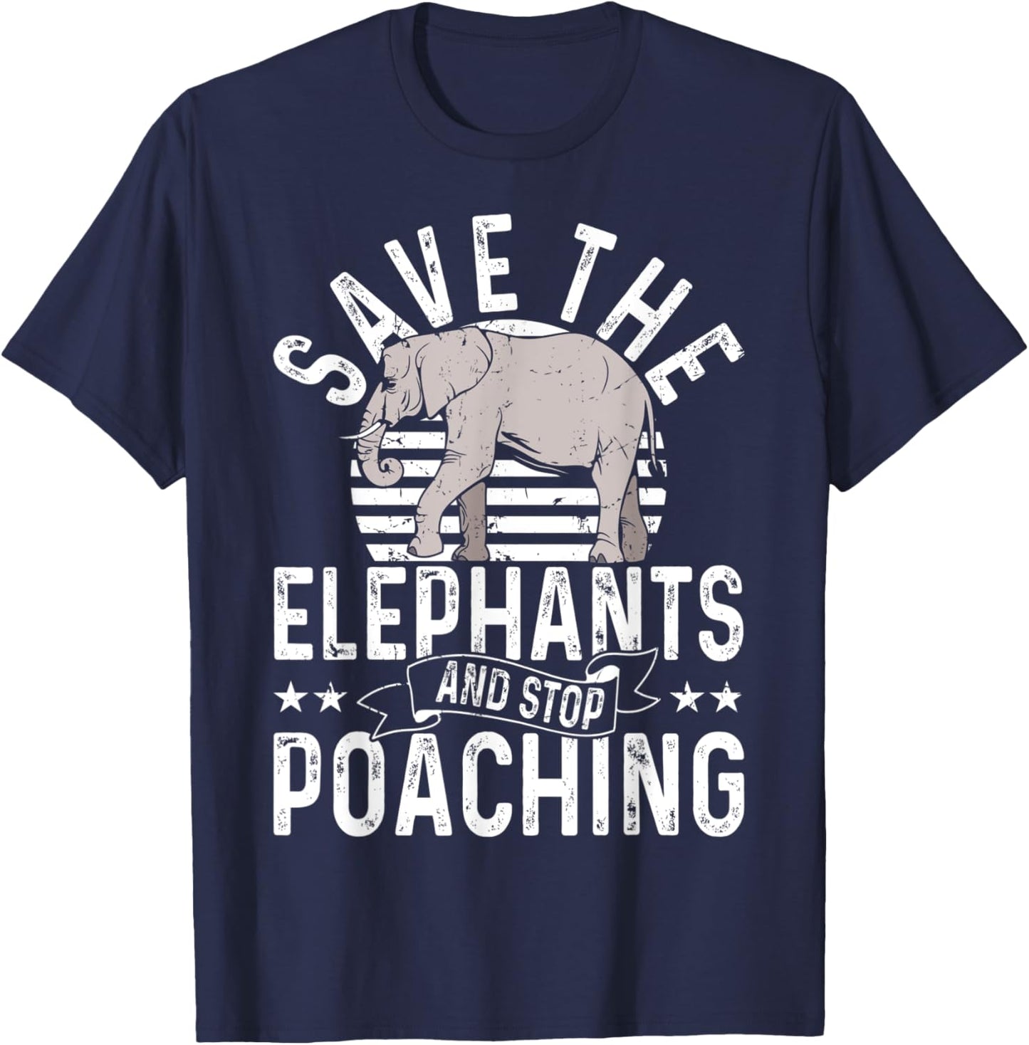 Save The Elephants And Stop Poaching Rescue Elephant T-Shirt - T-Shirt | Navy