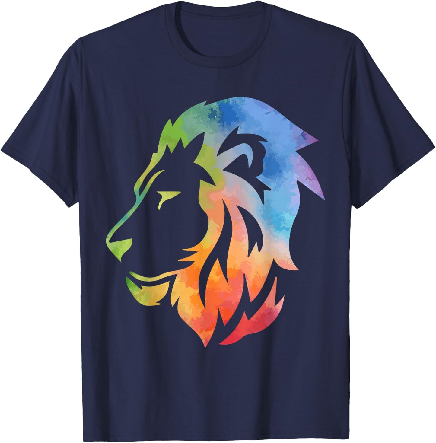 Lion Art Funny Felidae Large Cat Lover Outfit Men Women Kids T-Shirt - T-Shirt | Navy
