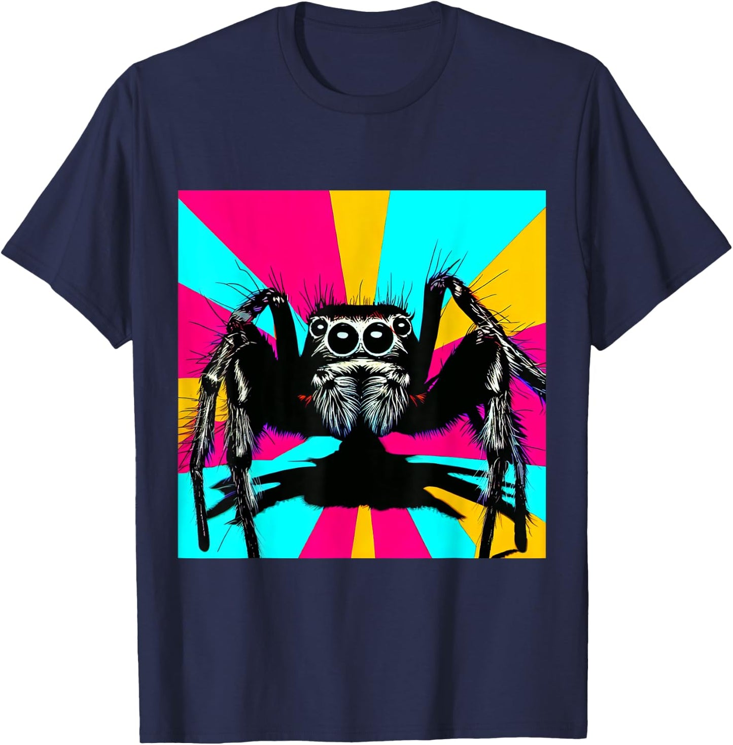 Jumping spider, Jumpingspiders, Andy Warhole style, colored T-Shirt - T-Shirt | Navy
