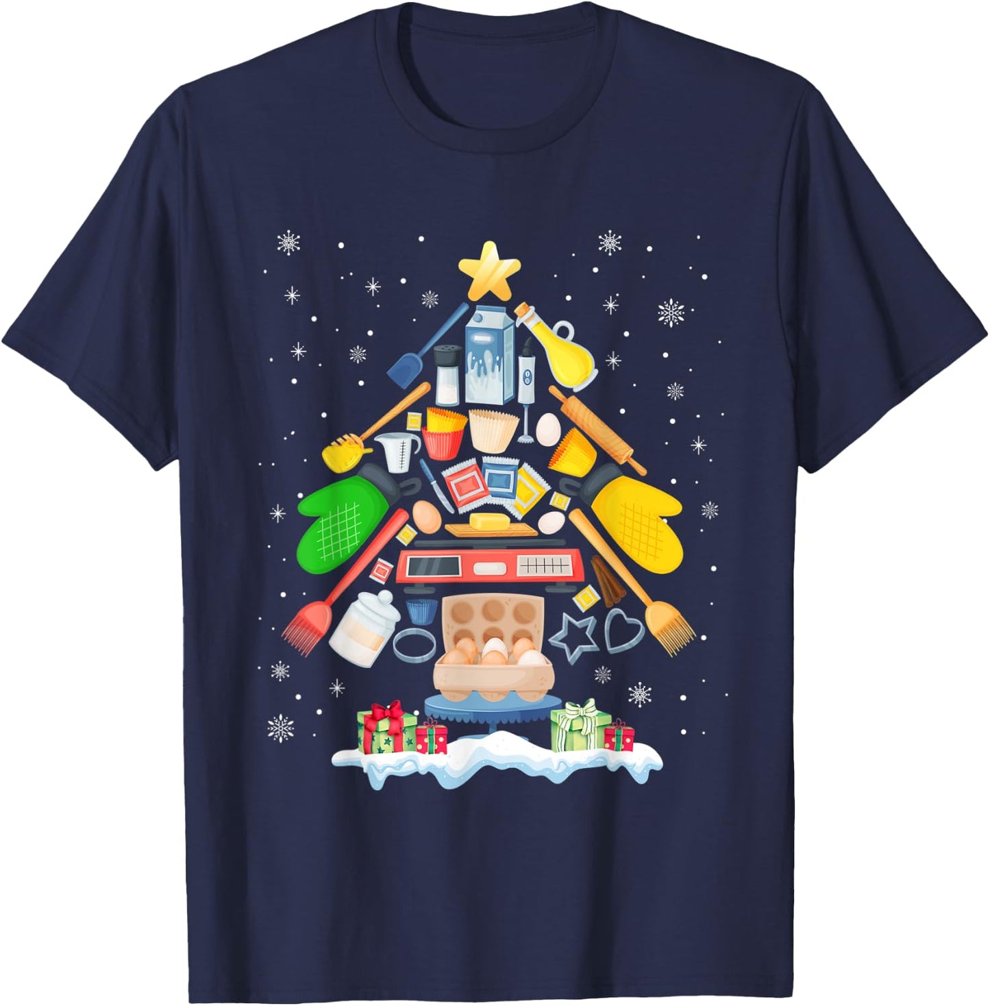 Baking Christmas Tree Pajama Merry Christmas Baker Xmas T-Shirt - T-Shirt | Navy