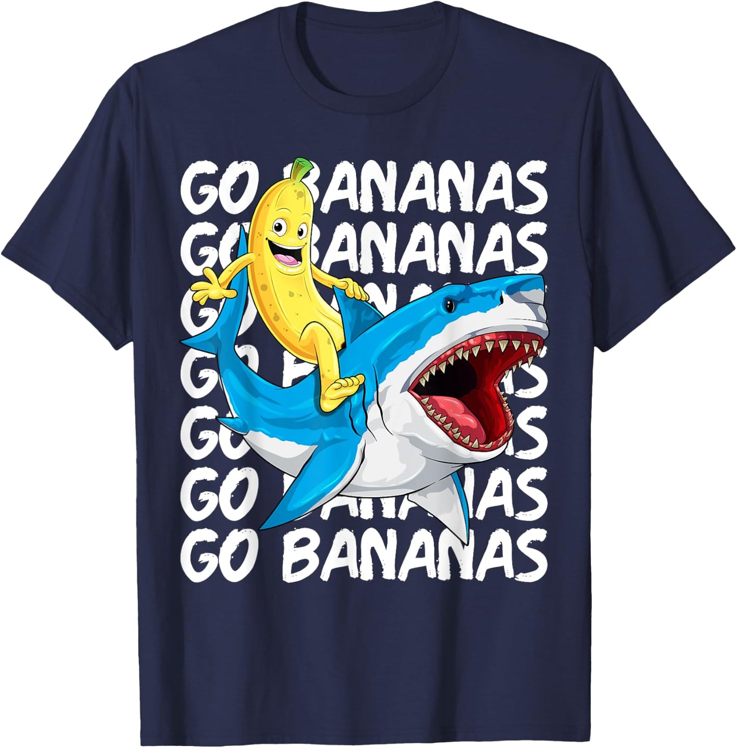 Banana Shirt Banana Shark Fruitful Sea Predator Funny T-Shirt - T-Shirt | Navy