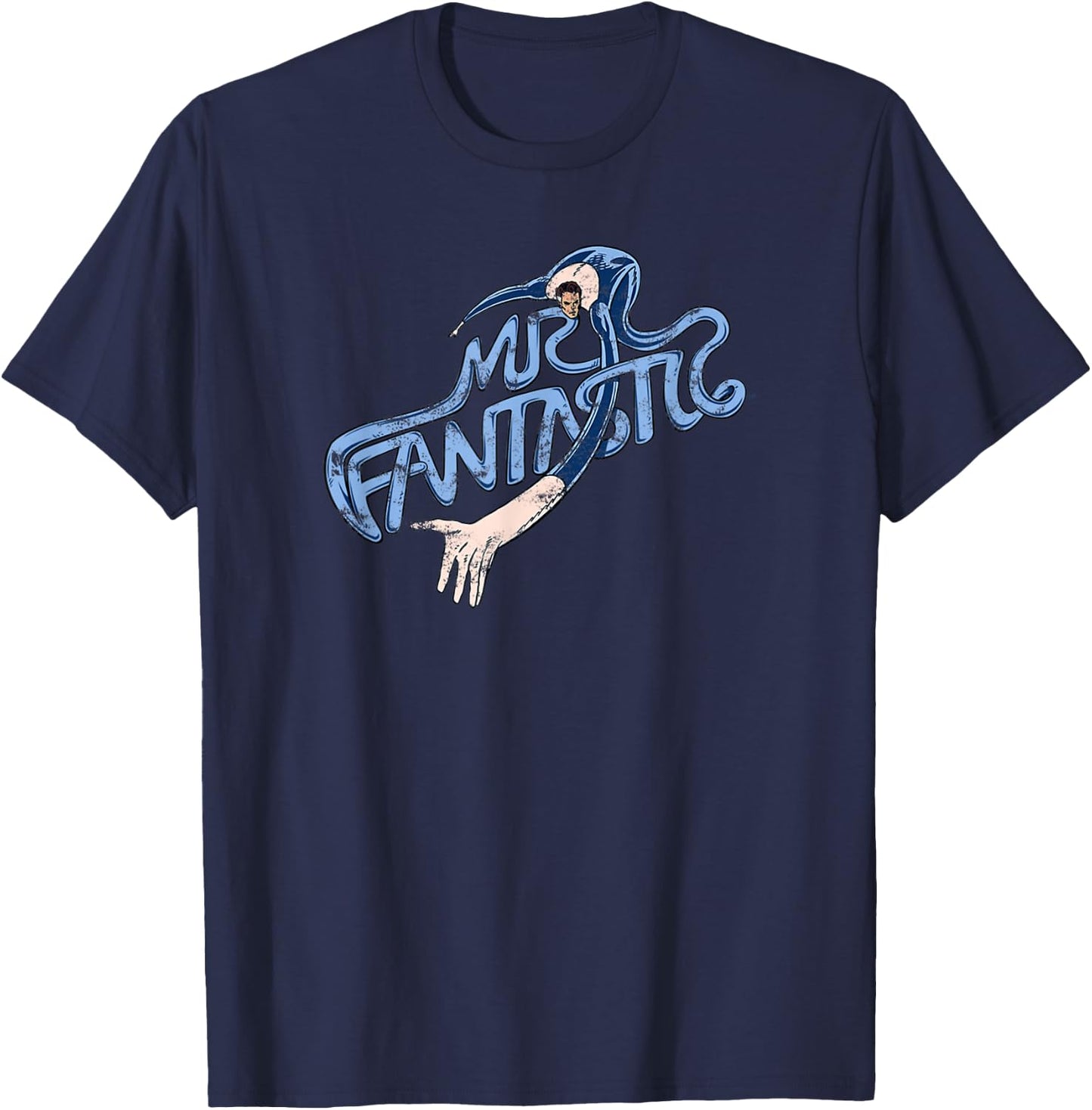 Marvel Fantastic Four Mr. Fantastic Stretchy Text Retro Logo T-Shirt - T-Shirt | Navy