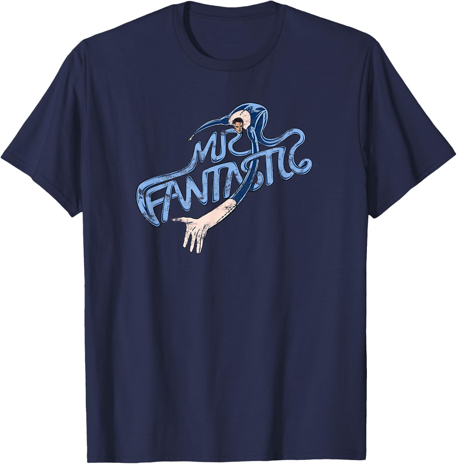 Marvel Fantastic Four Mr. Fantastic Stretchy Text Retro Logo T-Shirt - T-Shirt | Navy
