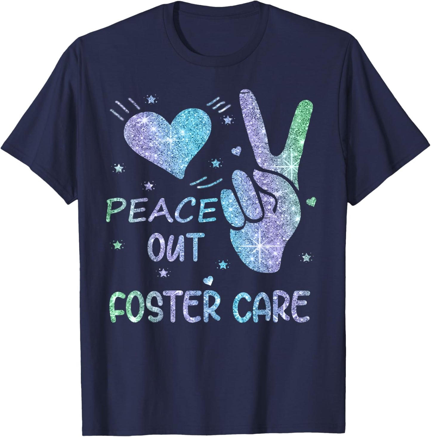 Peace Out Foster Care Adoption Gotcha Day 2023 T-Shirt - T-Shirt | Navy
