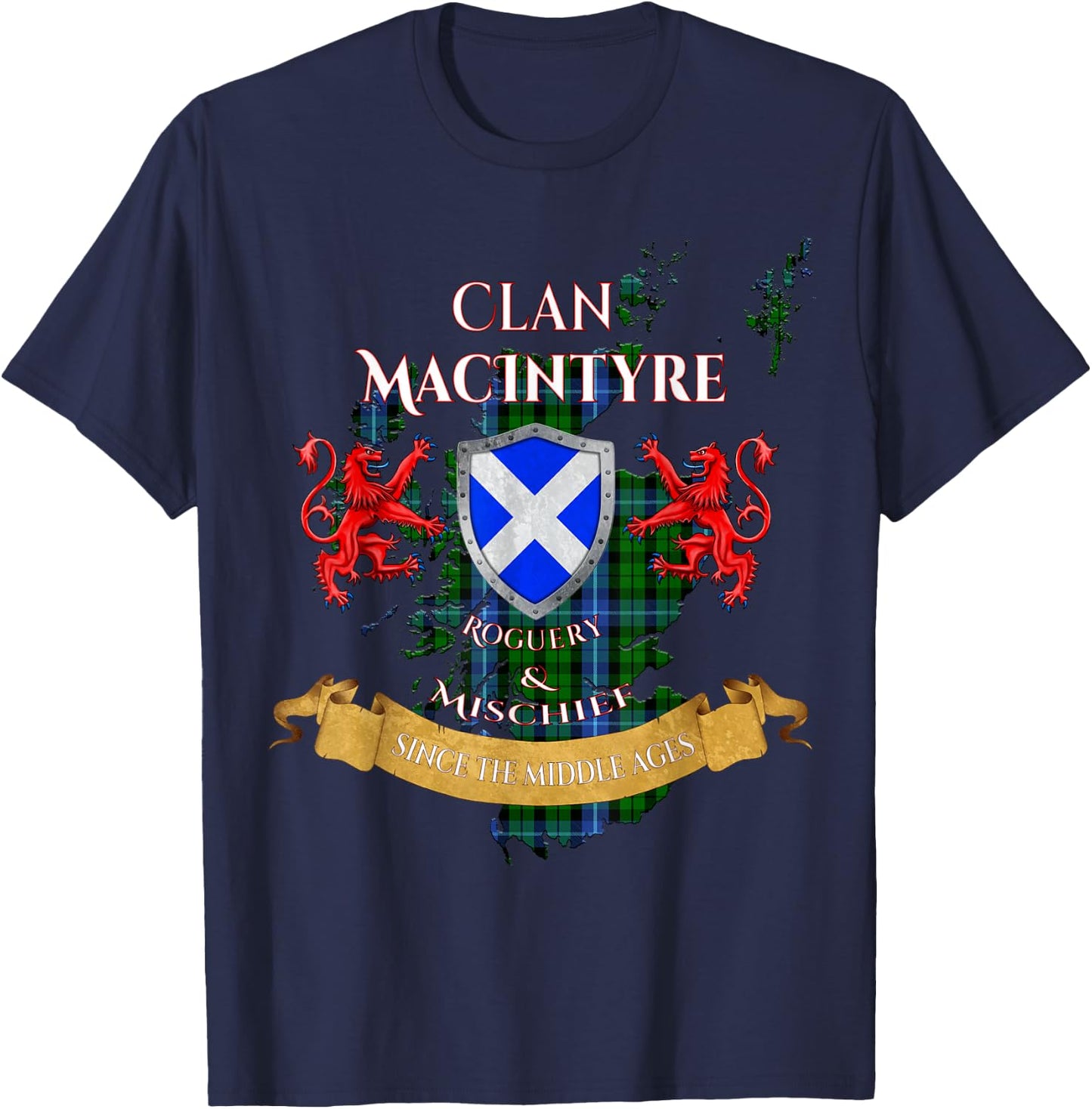 MacIntyre Scottish Family Clan Middle Ages Mischief T-Shirt - T-Shirt | Navy