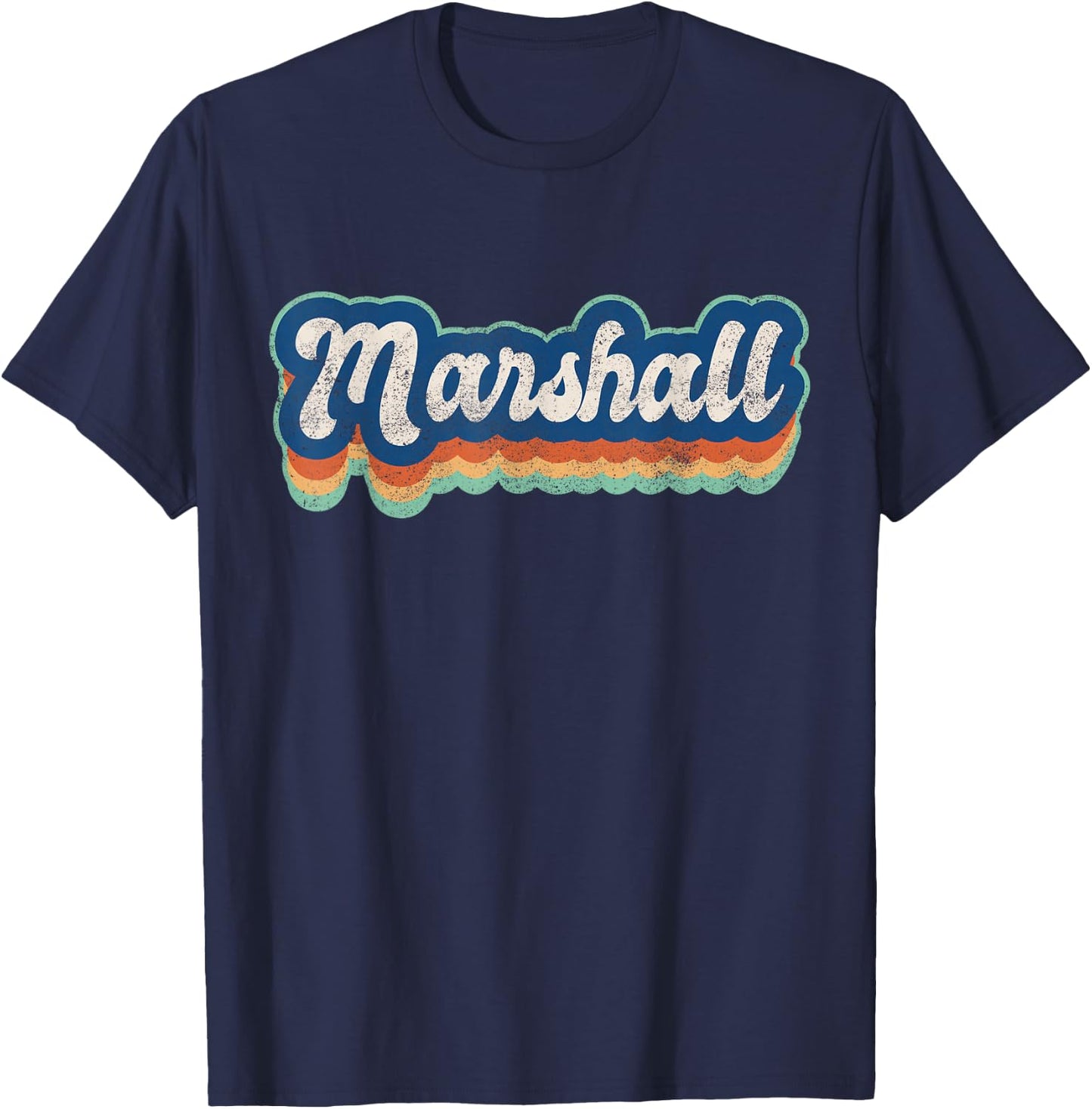 Marshall First Name Boy Vintage Style 70s 80s Personalized T-Shirt - T-Shirt | Navy